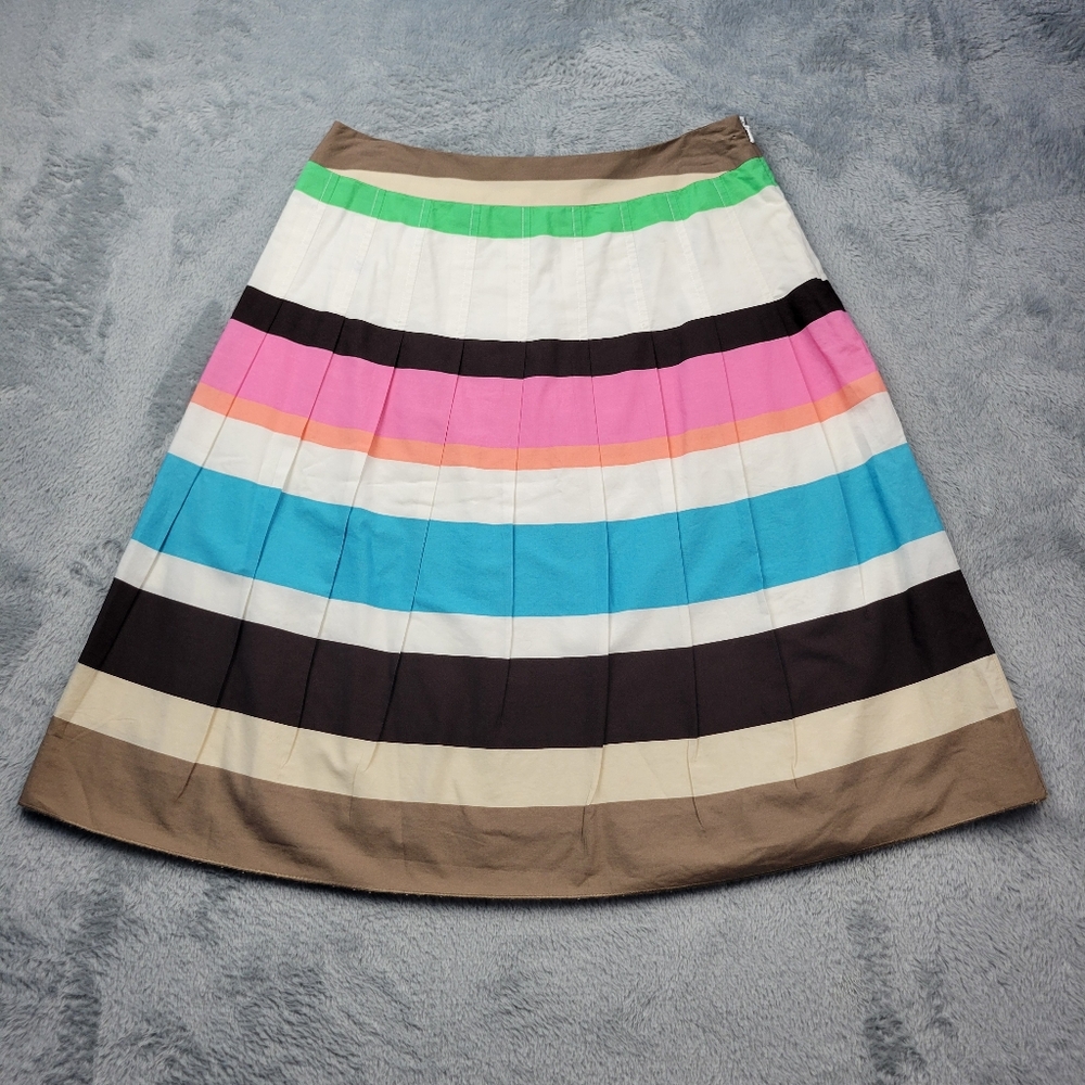 Talbots Petites Womens Skirt Size 6 A-Line Pleated Striped Vibrant Cotton Preppy
